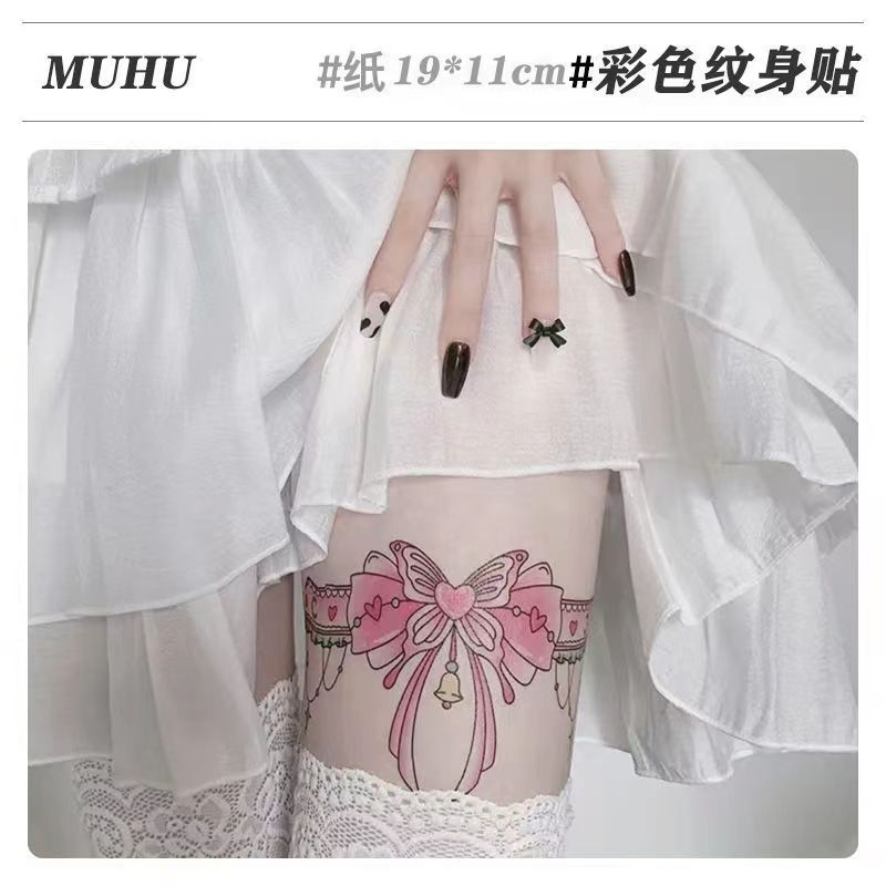 Hình Xăm Dán Tạm Thời Chống Nước Lâu Trôi Thắt Nơ Ren Phong Cách Nhật Bản Màu