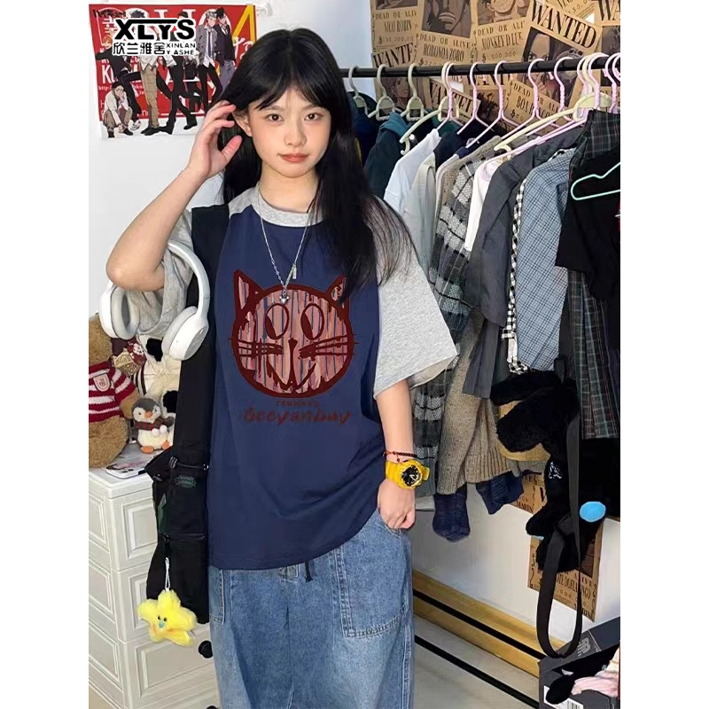 Áo Thun Tay Ngắn In Họa Tiết Sáng Tạo Phong Cách Mỹ Cho Nữ