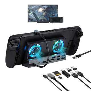 Trạm Docking 10 trong 1 với Quạt Làm Mát Kép cho Steam Deck/ROG ALLY - Màu Xám
