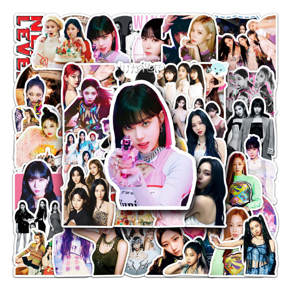 Bộ 50 Miếng Dán Chống Thấm Nước Hình Aespa Vui Nhộn Trang Trí Xe Hơi / Nhà Cửa