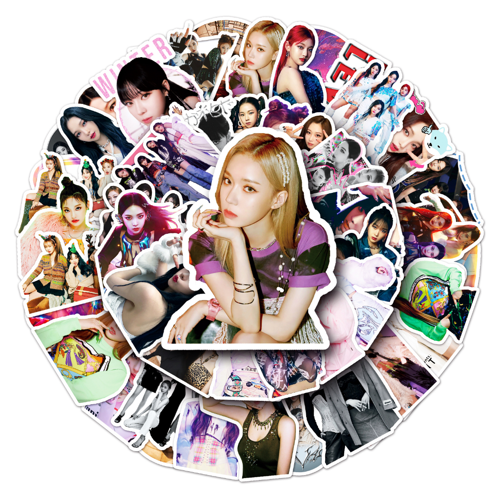 Bộ 50 Miếng Dán Chống Thấm Nước Hình Aespa Vui Nhộn Trang Trí Xe Hơi / Nhà Cửa