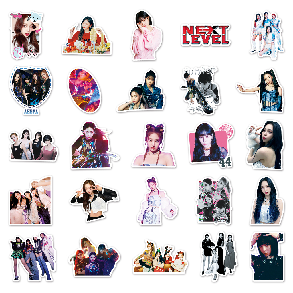 Bộ 50 Miếng Dán Chống Thấm Nước Hình Aespa Vui Nhộn Trang Trí Xe Hơi / Nhà Cửa