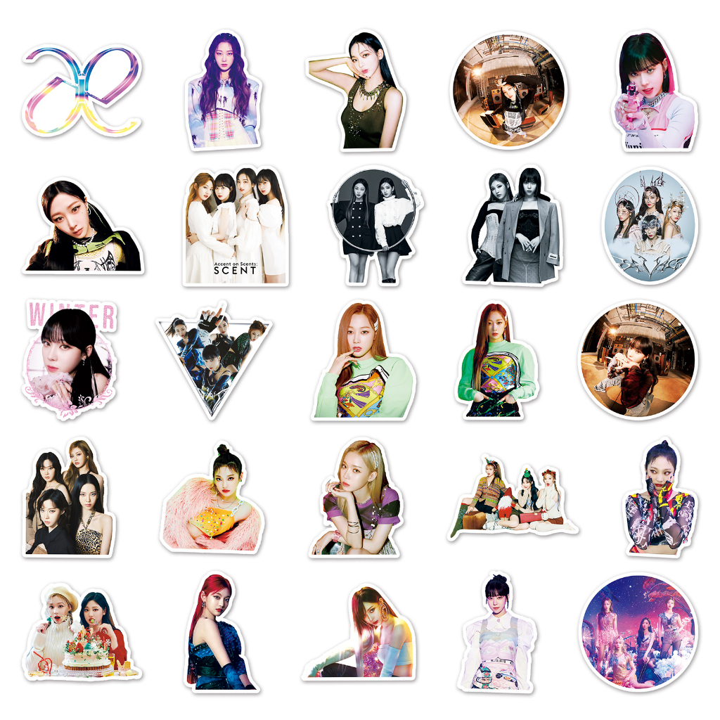 Bộ 50 Miếng Dán Chống Thấm Nước Hình Aespa Vui Nhộn Trang Trí Xe Hơi / Nhà Cửa