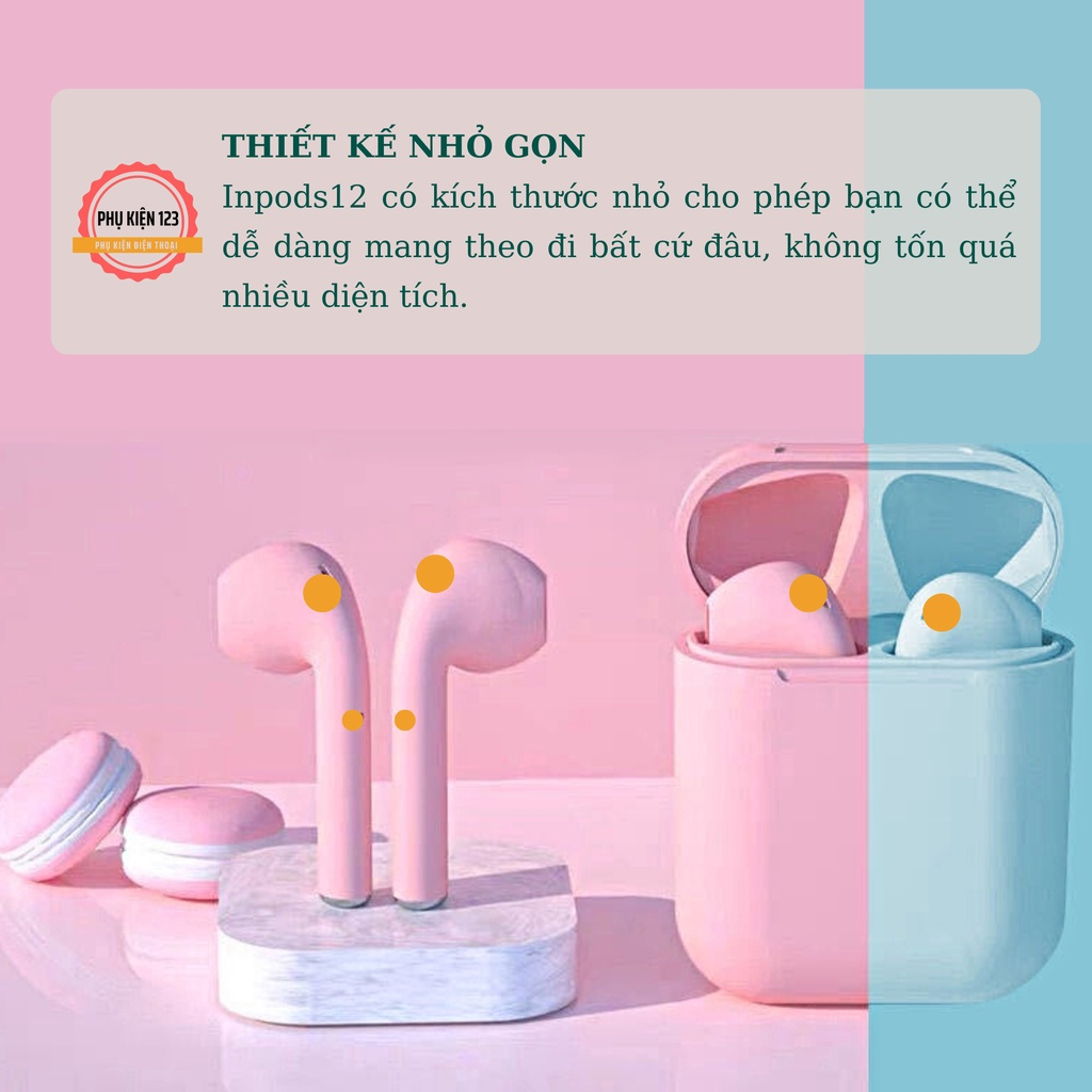 Tai Nghe bluetooth Không Dây i12 TWS Có Nút Cảm Ứng Âm Thanh HIFI Kèm mic Nói