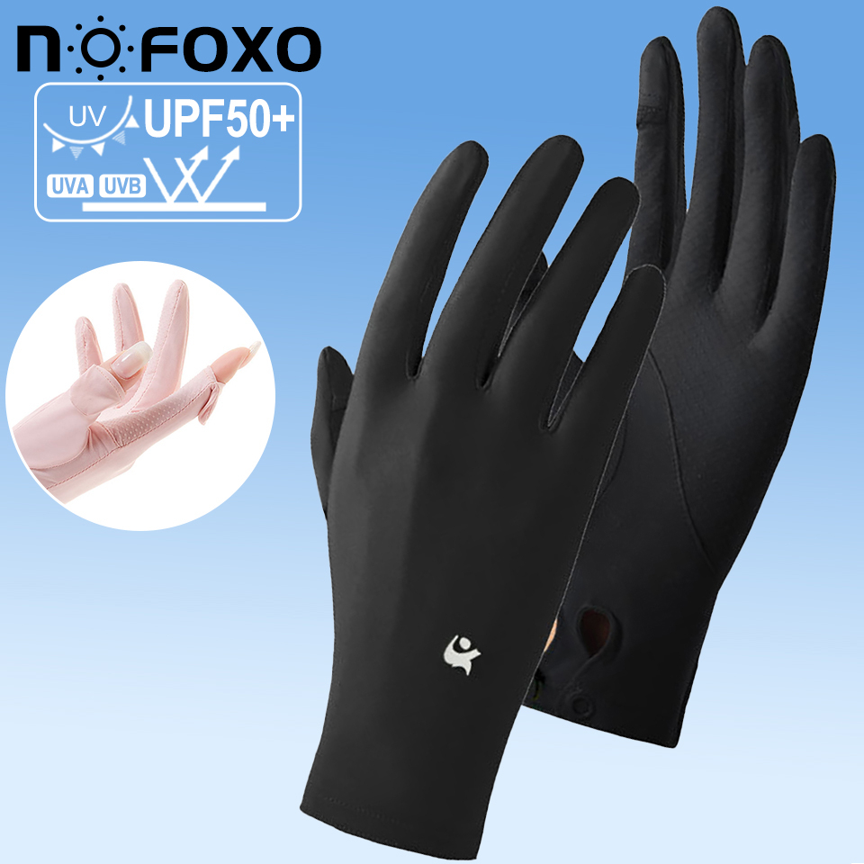 Găng tay NOFOXO UPF50+ chống nắng mùa hè nhẹ và thoáng khí vải đàn hồi cao lái xe