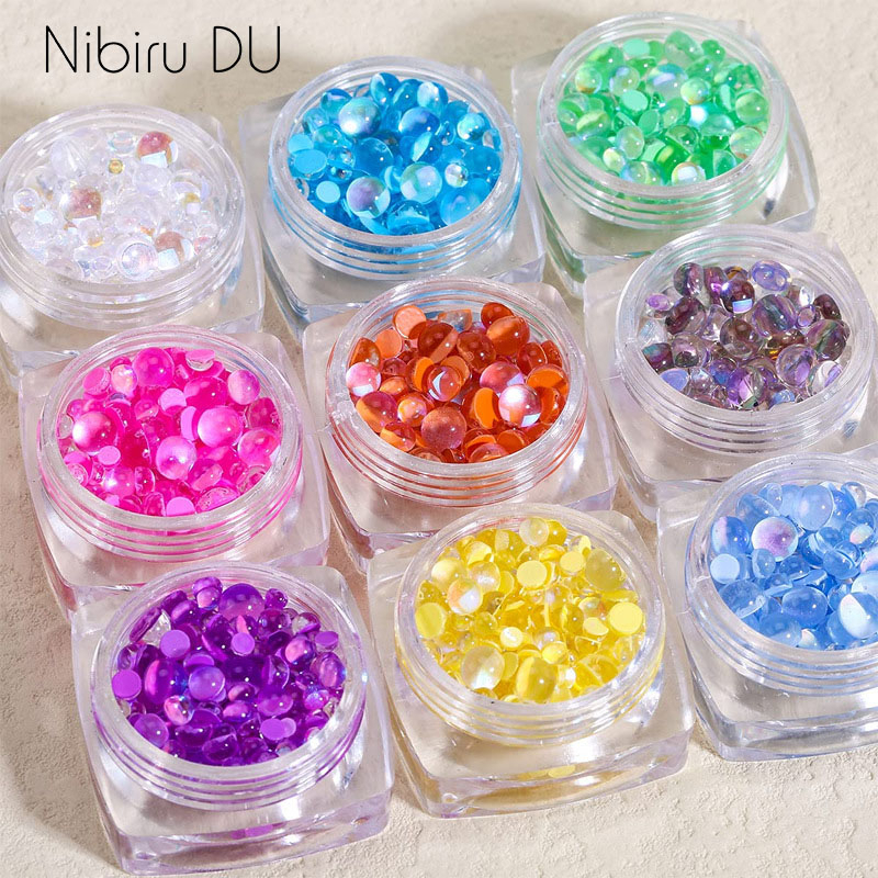 Đá Đính Trang Trí Móng Tay 3D Trong Suốt Hình Bán Nguyệt
