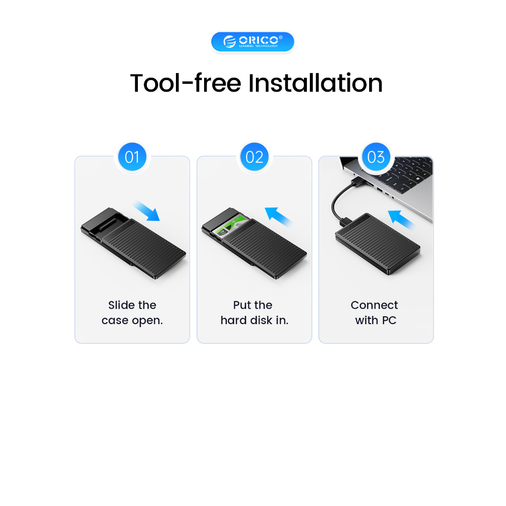 ORICO Box Ổ cứng 2.5 HDD SSD SATA Sang USB 3.0 Type C 5Gbps box ổ cứng di động (PDD25)