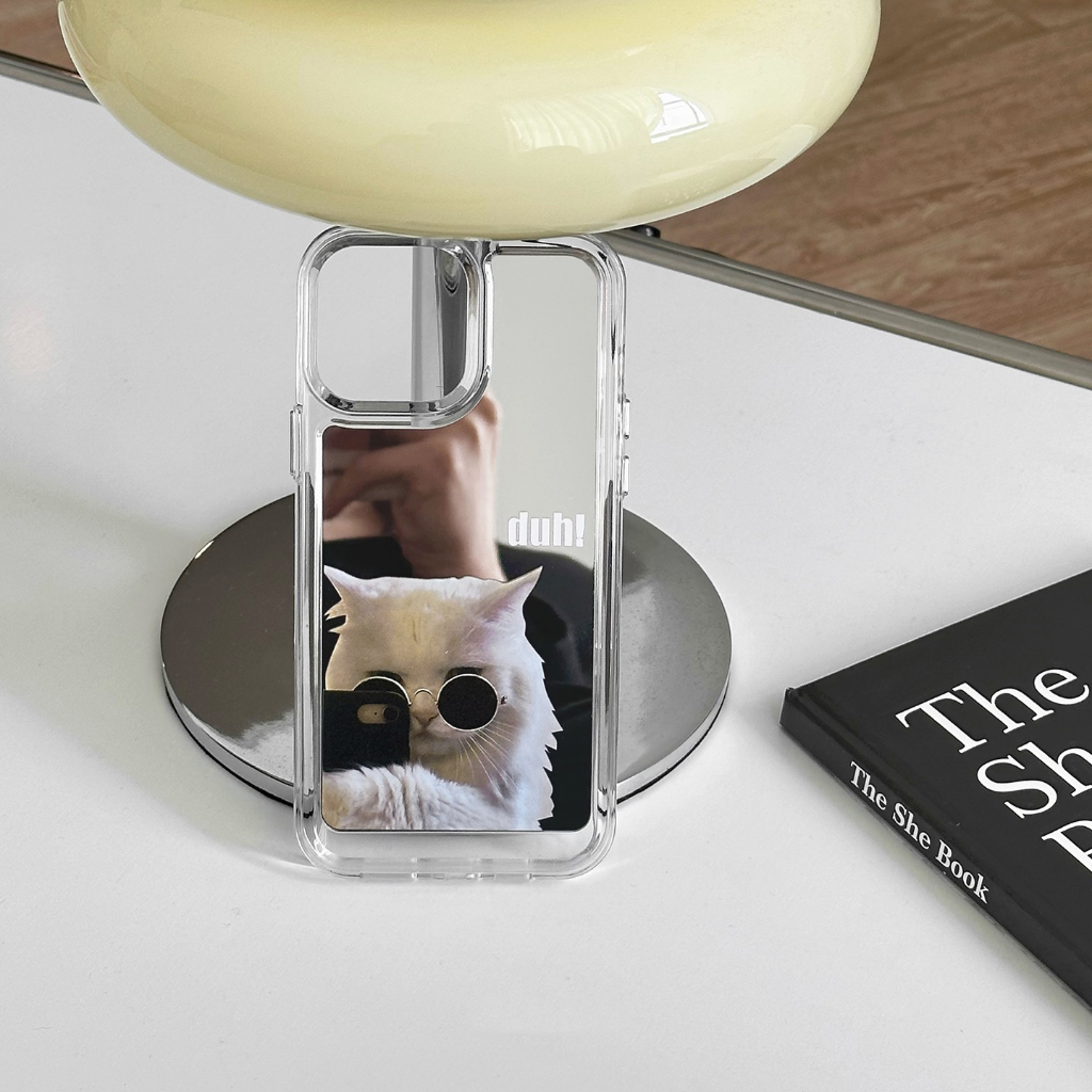 Ốp Điện Thoại Mặt Gương In Hình Mèo Dễ Thương Cho compatible for iPhone x xr xs max 11 12 13 14 pro max