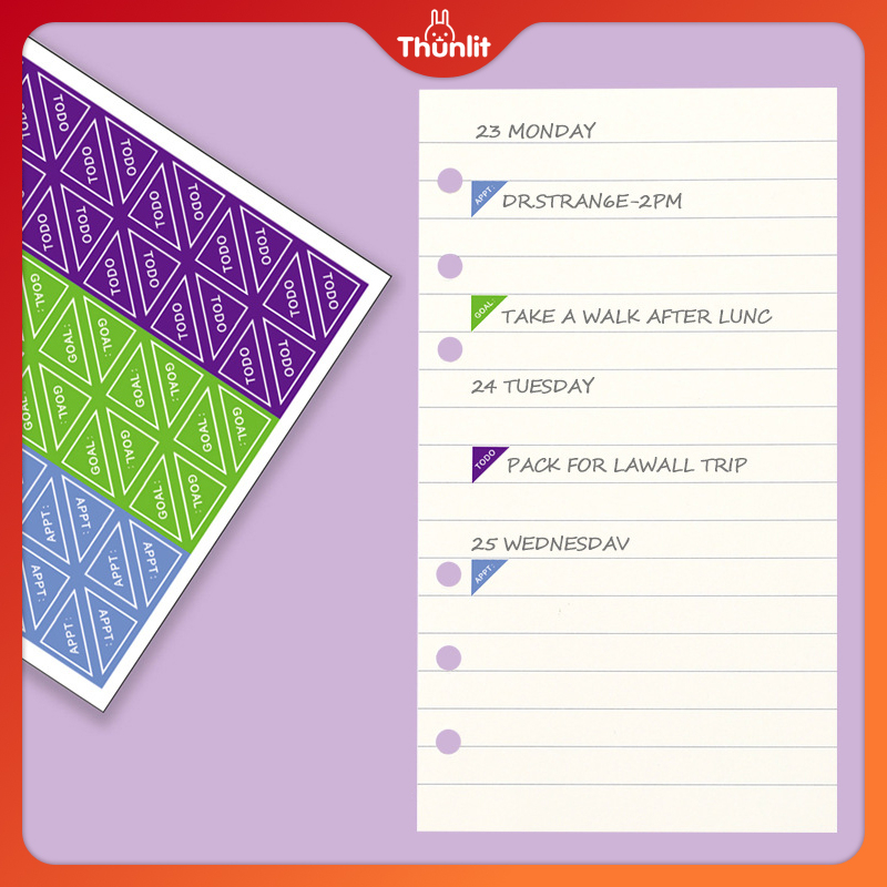 Sổ tay kế hoạch Thunlit A5 2023 Bìa PU da Binder lịch trình hàng ngày, hàng tuần, hàng tháng và nhật ký DIY