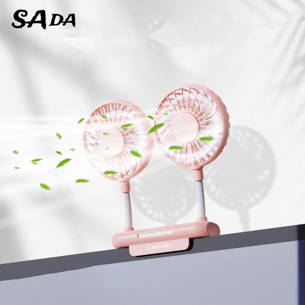 Quạt nhỏ SADA hai đầu kẹp màn hình máy tính để bàn