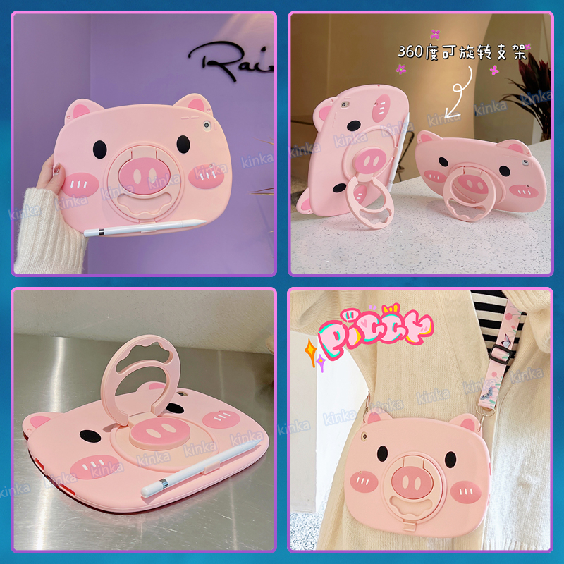 Bao Da Máy Tính Bảng Chống Sốc Xoay 360 Độ In Hình Heo Phi Hành Gia NASA Có Ngăn Đựng Bút Chì Cho ipad mini air pro 1 2 3 4 5 6 7 8 9 10 9.7 10.2 10.5 10.9 11 2017 2018 2019 2020 2021 2022