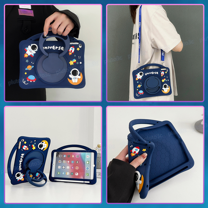 Bao Da Máy Tính Bảng Chống Sốc Xoay 360 Độ In Hình Heo Phi Hành Gia NASA Có Ngăn Đựng Bút Chì Cho ipad mini air pro 1 2 3 4 5 6 7 8 9 10 9.7 10.2 10.5 10.9 11 2017 2018 2019 2020 2021 2022