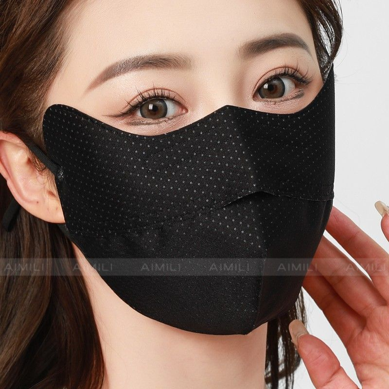 Khẩu Trang Chống Nắng 2 Lớp Bằng Lụa Lạnh Mỏng Thoáng Khí Chống Bụi Chống Tia Cực Tím Thoải Mái Thời Trang Mùa Hè Cho Nữ
