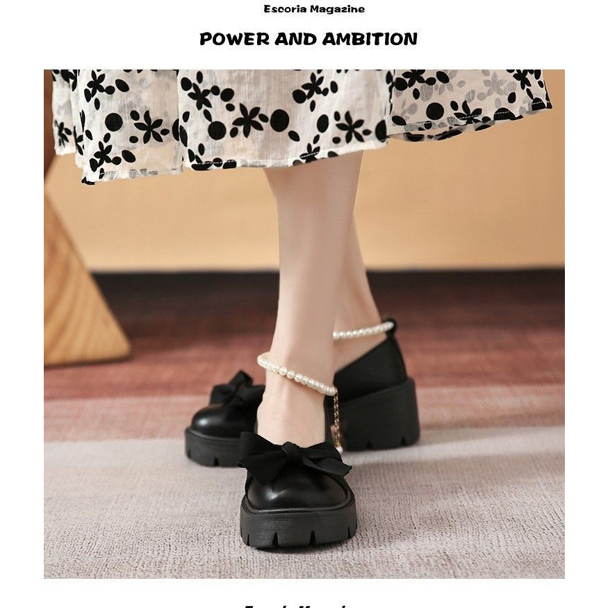 Giày Lolita Nữ Quai Ngọc Mũi Nơ  Giày Búp Bê Nữ Phong Cách Hàn Quốc AA6313