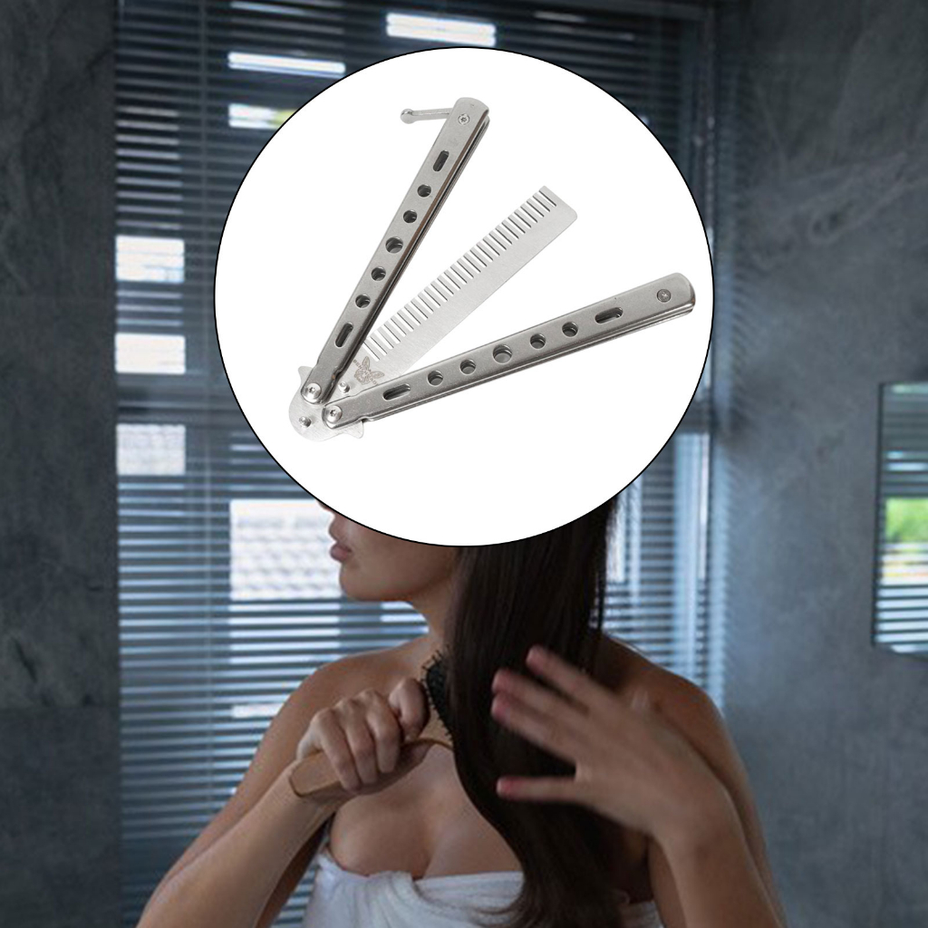 Lược hình bướm Lược chải ria mép Lược thực hành cho người mới bắt đầu Lược huấn luyện Lược bỏ túi có thể gập lại Lược hình bướm nhỏ gọn cho du lịch đi bộ đường dài cắm trại kỳ nghỉ hoạt động ngoài trờ