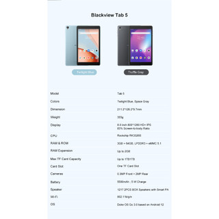 Máy Tính Bảng Blackview Tab 5 Android (8 '' / 3GB + 64GB)