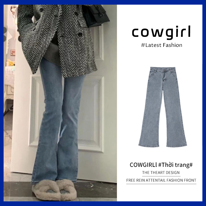 COWGIRL quần ống rộng quần nữ jean phong cách Retro Ống Rộng siêu đẹp 2023 MỚI MAY0917
