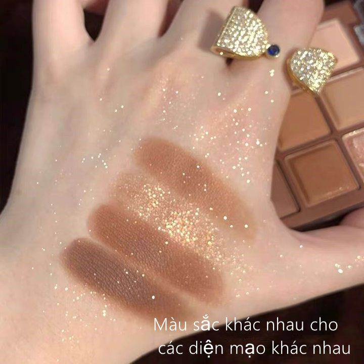Bảng Phấn Mắt 9 Màu Ánh Ngọc Trai Trong Suốt Kèm Cọ Trang Điểm Tiện Lợi sxy463
