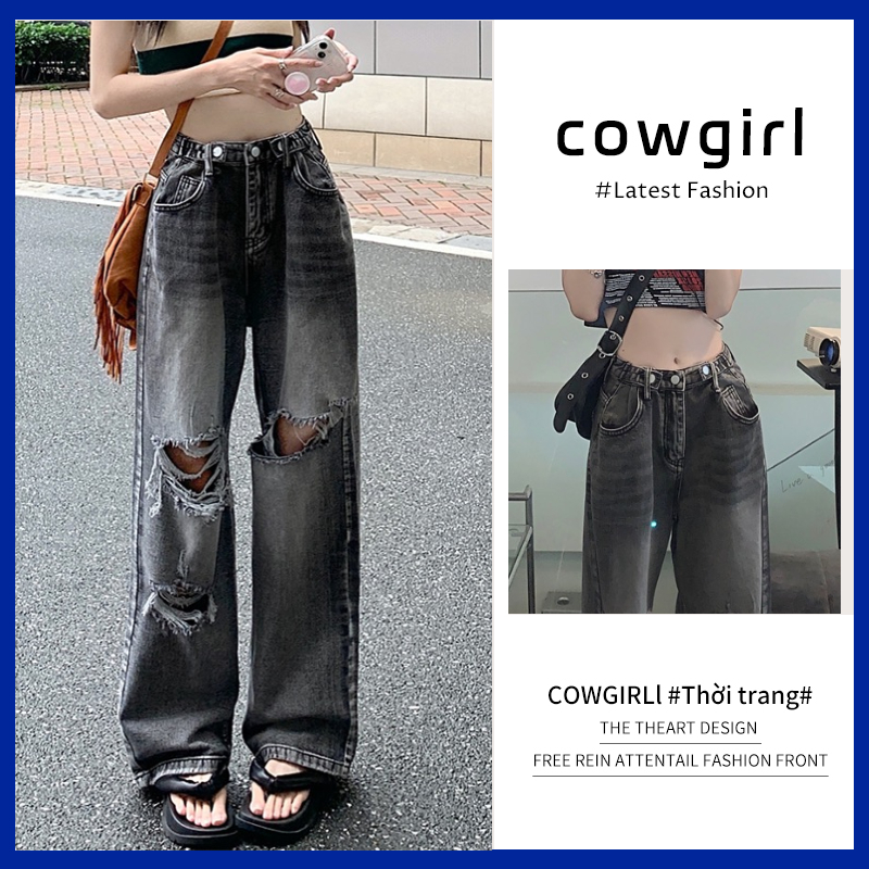 Cowgirl Quần Ống Rộng Quần Nữ Jean Phong Cách Retro Ống Rộng Siêu Đẹp 2023 Mới Thời Trang Fashion Cái Mới Đẹp A27L05Y 36Z230909