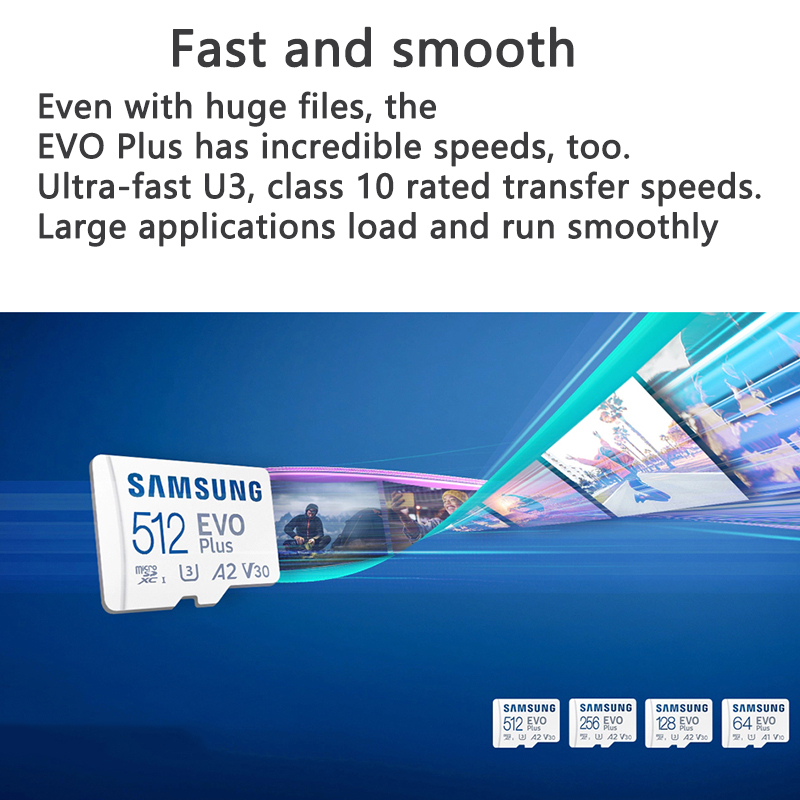 SAMSUNG Thẻ Nhớ microSD 512GB / 256GB / 128GB / 64Gb / 32GB A2 Class10 TF Cho Điện Thoại Thông Minh