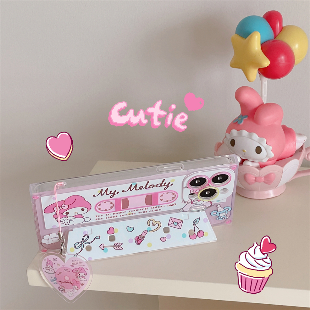 Sanrio Ốp Điện Thoại Chống Sốc Có Giá Đỡ Hình Cún / Mèo melody Cho iphone 14 13 11 12 pro