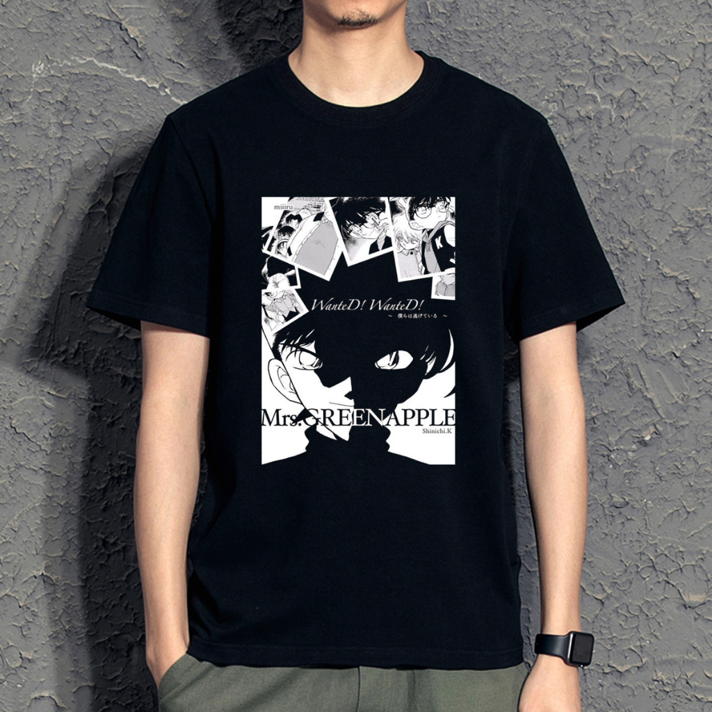 Áo Thun Cotton Tay Ngắn Cổ Tròn In Hình Thám Tử Conan Trẻ Trung Hợp Thời Trang Cho Nam Và Nữ