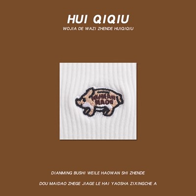 Vớ Thể Thao Cotton Màu Trơn Thêu Hình Chú Heo Thời Trang Nhật Bản Dành Cho Nam Nữ
