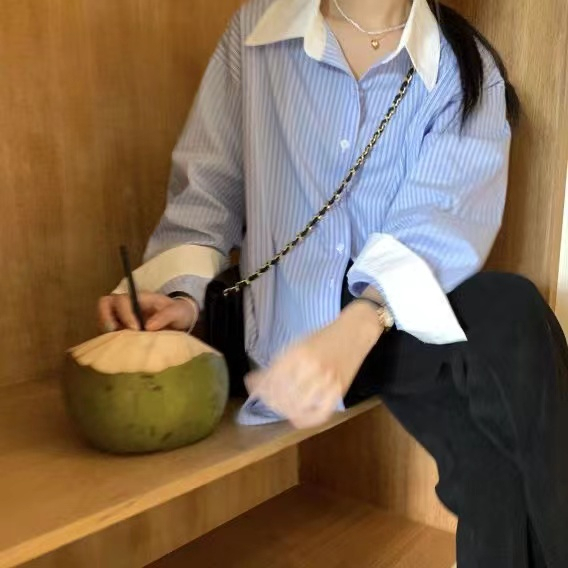 Áo Sơ Mi Nữ Dài Tay Dáng Rộng Phong Cách Hàn Quốc Baju Baju Wanita Lengan Panjang Hàng Mới Có Sẵn