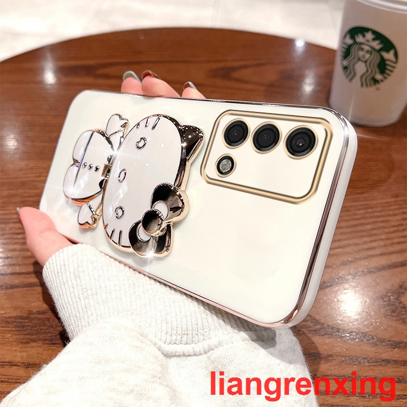 Ốp lưng oppo A74 4g oppo a95 Ốp Điện Thoại Silicon Chống Sốc Tráng Gương Hình Mèo Kitty Cho oppo A74 4g oppo a95 DDJZM01 viền vuông cute