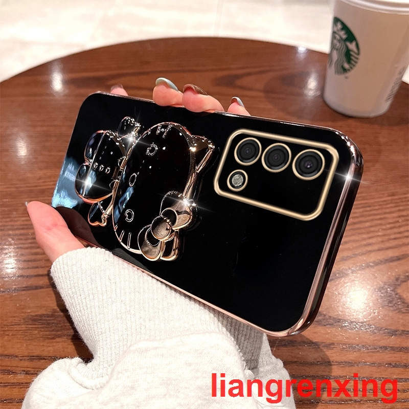 Ốp lưng oppo A74 4g oppo a95 Ốp Điện Thoại Silicon Chống Sốc Tráng Gương Hình Mèo Kitty Cho oppo A74 4g oppo a95 DDJZM01 viền vuông cute