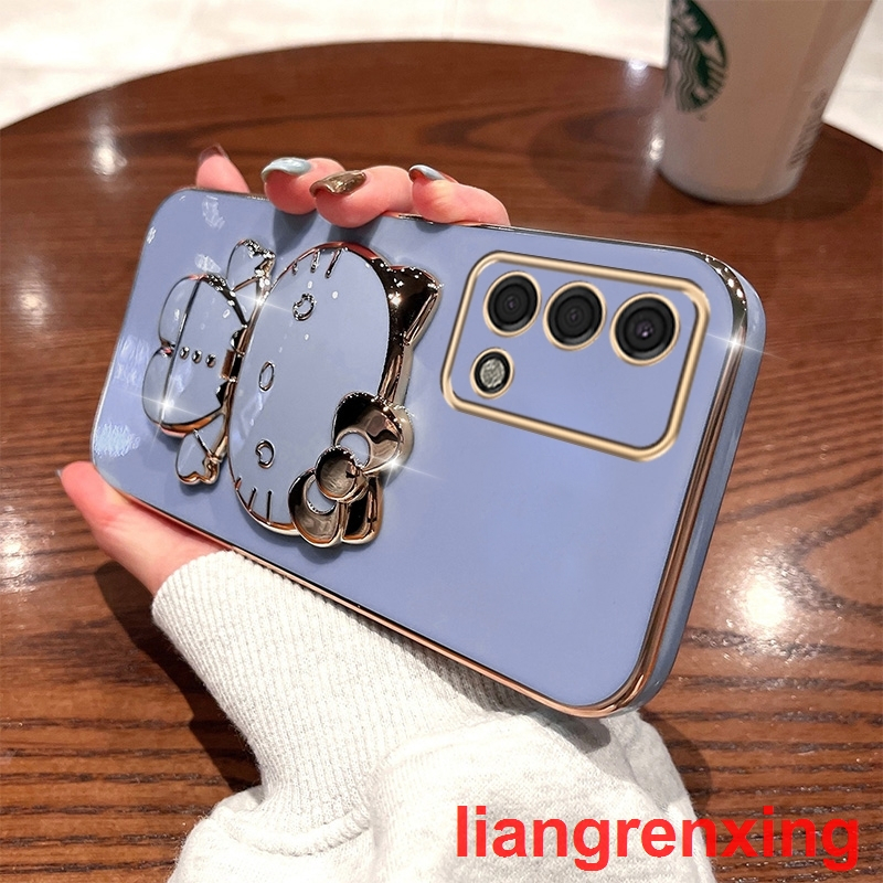 Ốp lưng oppo A74 4g oppo a95 Ốp Điện Thoại Silicon Chống Sốc Tráng Gương Hình Mèo Kitty Cho oppo A74 4g oppo a95 DDJZM01 viền vuông cute
