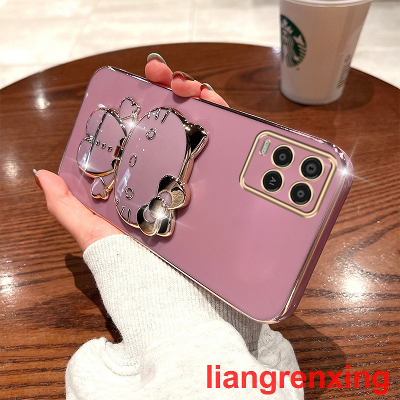 Ốp lưng OPPO A54 4g Ốp Điện Thoại Silicon Chống Sốc Tráng Gương Hình Mèo Kitty Cho OPPO A54 4g A54 DDJZM01 viền vuông cute