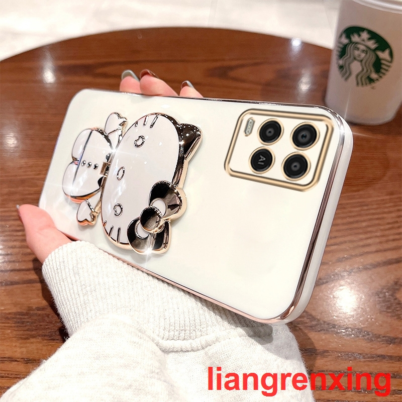 Ốp lưng OPPO A54 4g Ốp Điện Thoại Silicon Chống Sốc Tráng Gương Hình Mèo Kitty Cho OPPO A54 4g A54 DDJZM01 viền vuông cute