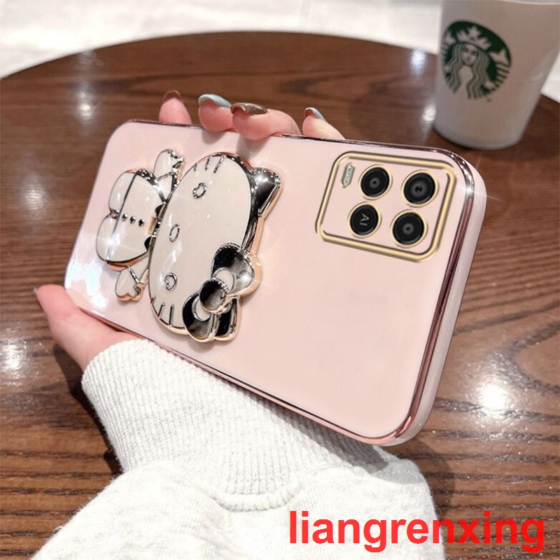 Ốp lưng OPPO A54 4g Ốp Điện Thoại Silicon Chống Sốc Tráng Gương Hình Mèo Kitty Cho OPPO A54 4g A54 DDJZM01 viền vuông cute