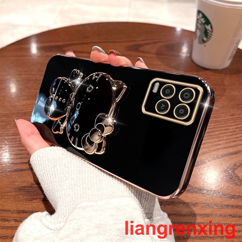 Ốp lưng OPPO A54 4g Ốp Điện Thoại Silicon Chống Sốc Tráng Gương Hình Mèo Kitty Cho OPPO A54 4g A54 DDJZM01 viền vuông cute