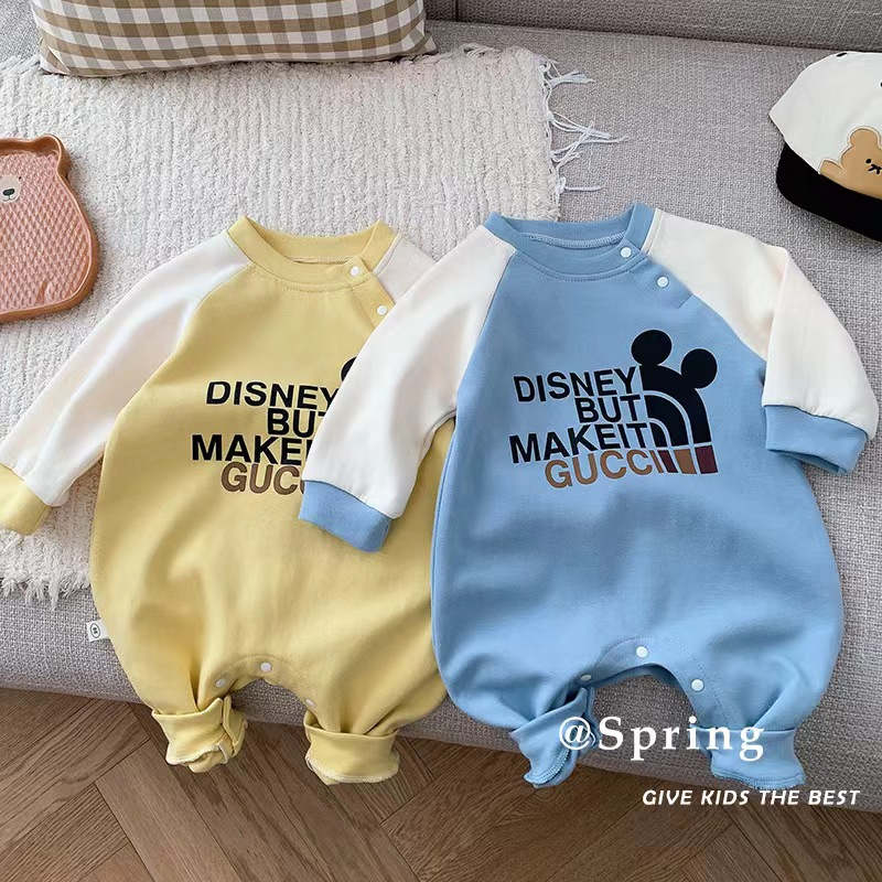 Bộ Áo Liền Quần In Hoạt Hình Phối Màu Dễ Thương Kiểu Hàn Quốc Thời Trang Mùa Xuân Cho Bé Sơ Sinh Từ 0 -