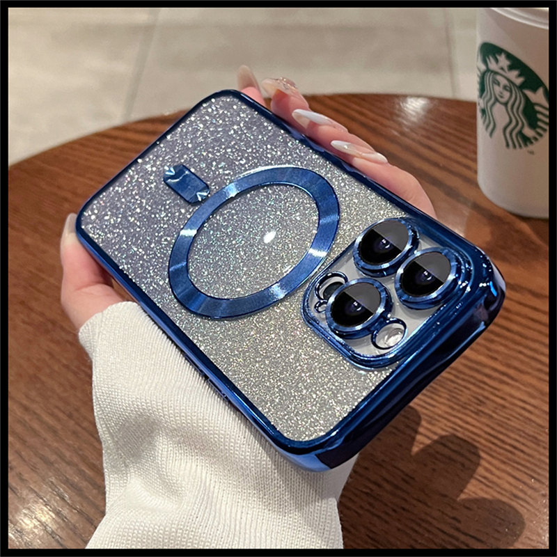 Ốp Điện Thoại Mềm Hít Nam Châm Màu gradient Lấp Lánh Sang Trọng Cho iPhone 14 13 12 11 Pro Max Plus