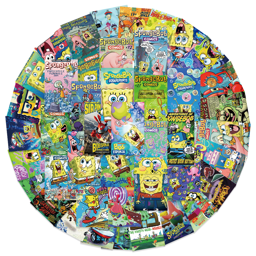 Bộ 45 Miếng Dán Trang Trí Va Li / Hành Lý Hình Spongebob / Ngôi Sao Hoạt Hình Graffiti Đáng Yêu