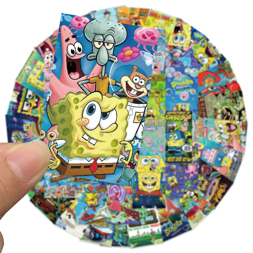 Bộ 45 Miếng Dán Trang Trí Va Li / Hành Lý Hình Spongebob / Ngôi Sao Hoạt Hình Graffiti Đáng Yêu