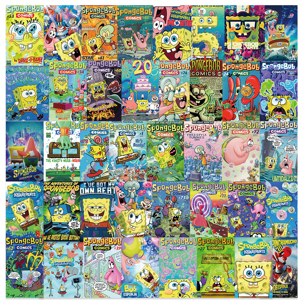 Bộ 45 Miếng Dán Trang Trí Va Li / Hành Lý Hình Spongebob / Ngôi Sao Hoạt Hình Graffiti Đáng Yêu