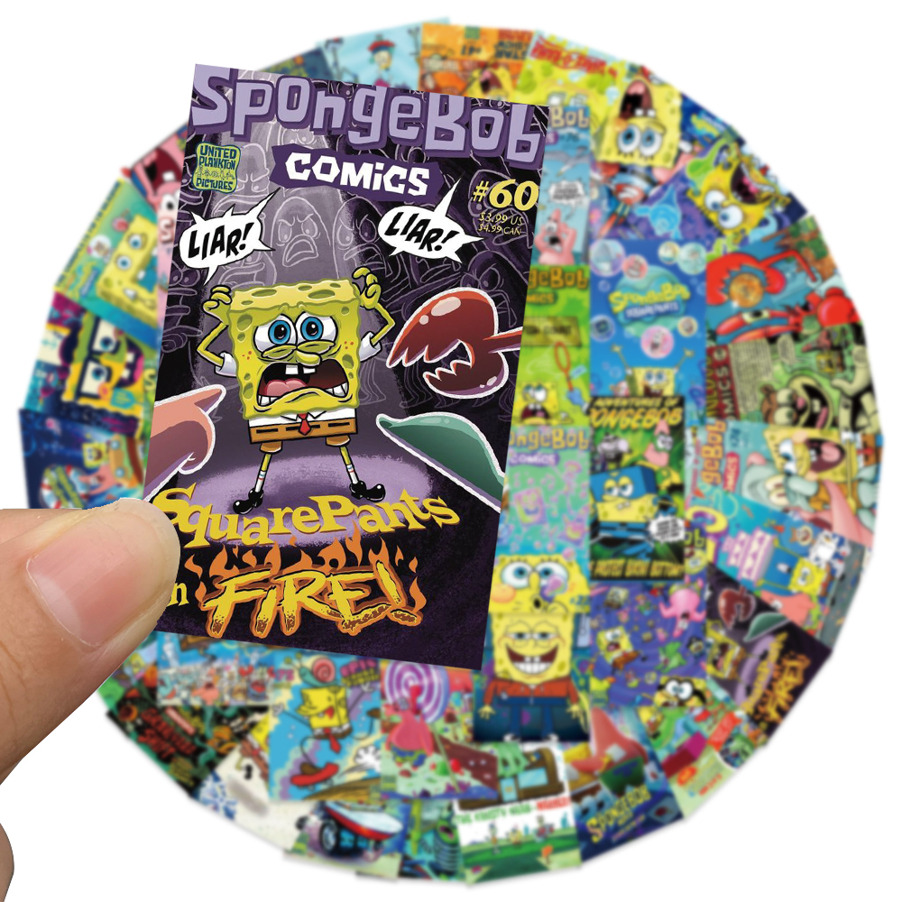 Bộ 45 Miếng Dán Trang Trí Va Li / Hành Lý Hình Spongebob / Ngôi Sao Hoạt Hình Graffiti Đáng Yêu