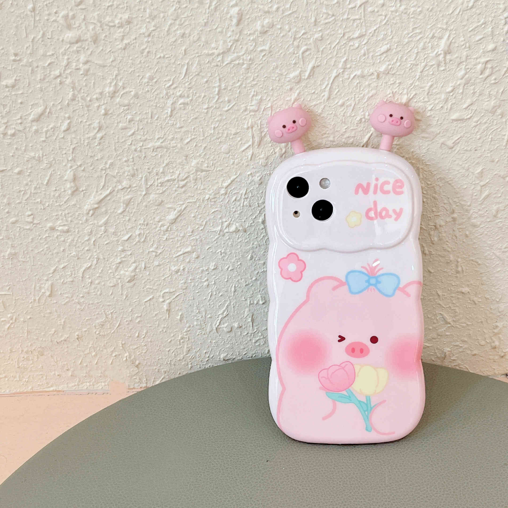 Ốp Điện Thoại In Hình Hoa Tulip / Heo Hồng Cho IPhone14Pro Max 11 Pro Max XR XS X 12 13Pro