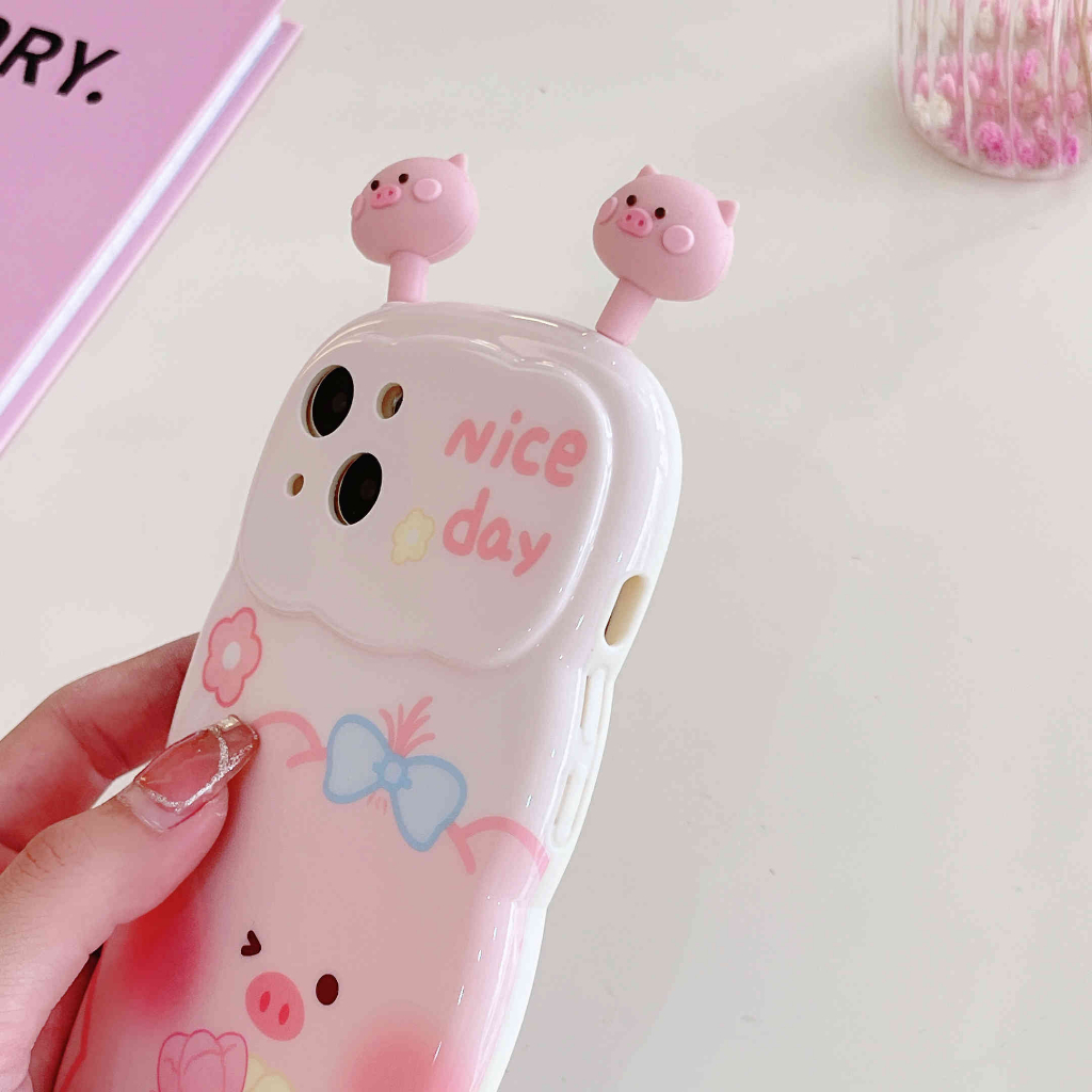 Ốp Điện Thoại In Hình Hoa Tulip / Heo Hồng Cho IPhone14Pro Max 11 Pro Max XR XS X 12 13Pro