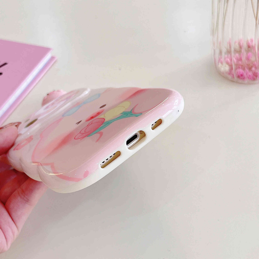 Ốp Điện Thoại In Hình Hoa Tulip / Heo Hồng Cho IPhone14Pro Max 11 Pro Max XR XS X 12 13Pro