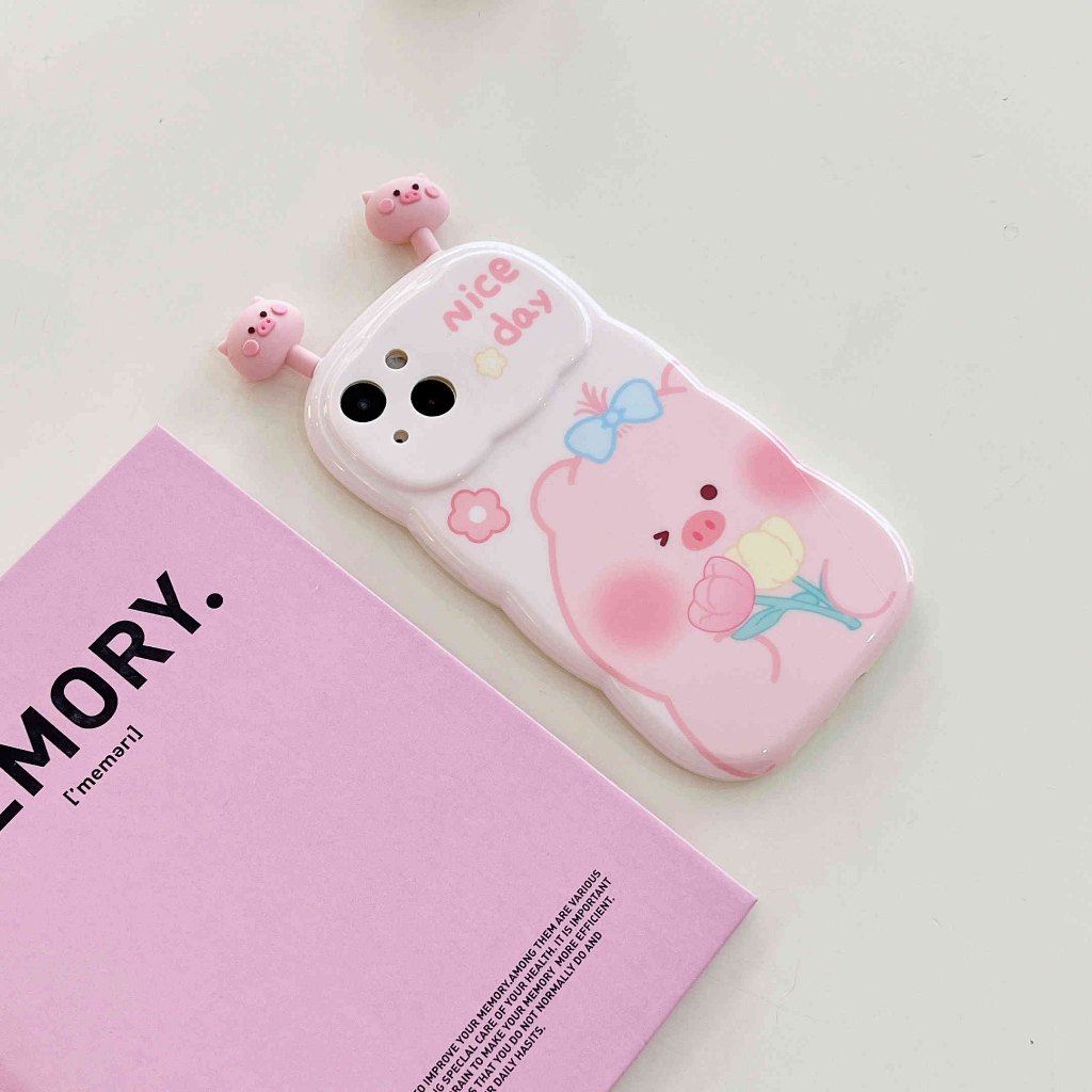 Ốp Điện Thoại In Hình Hoa Tulip / Heo Hồng Cho IPhone14Pro Max 11 Pro Max XR XS X 12 13Pro