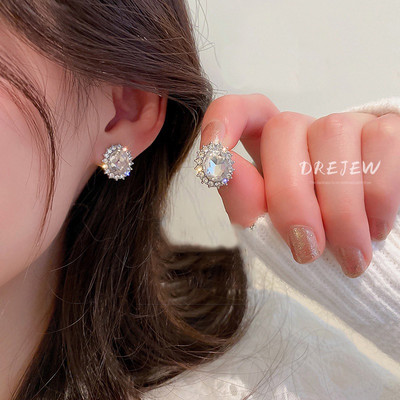 DREJEW Bông tai đính đá hình hoa dễ thương ngọt ngào