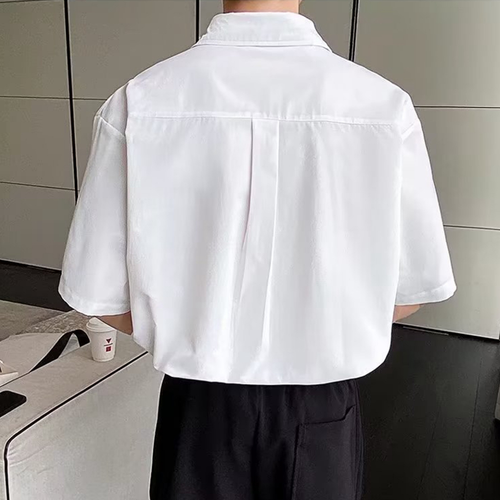 Áo sơ mi nửa tay nam dệt kim Thời trang mùa hè Màu rắn Turndown Cổ áo hàng đầu cxmin05.vn