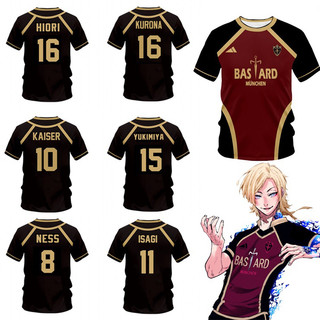 Jersey Futsal & Football Motif VL Replika Blue Lock Anime Bastard Munchen Áo thun ngắn tay nam quần áo thể thao