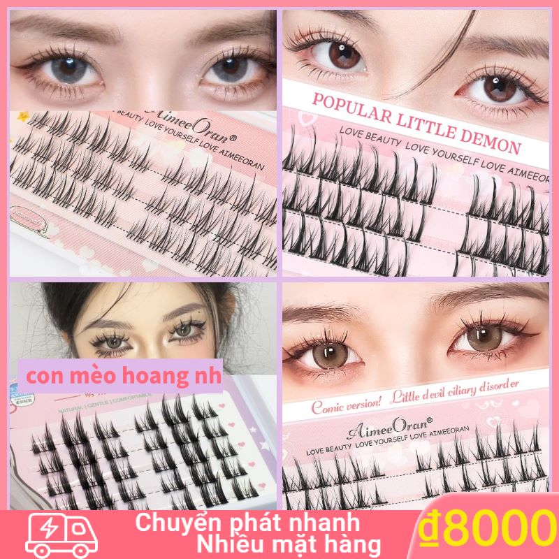 AIMEEORAN Lông Mi Giả Gân Trong Tự Nhiên Mềm Nhẹ 5 cặp Tái Sử Dụng Nhiều Lần Thuỷ Mi