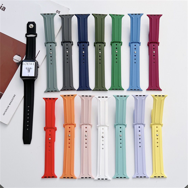 Dây Đeo Đồng Hồ Bằng Silicone Chống Nước Nhiều Màu Cho iWatch 7 / 6 / 5 / 4 / 3 / 2 / 1 / SE Generation 38 / 40 / 41 / 42 / 44 / 45